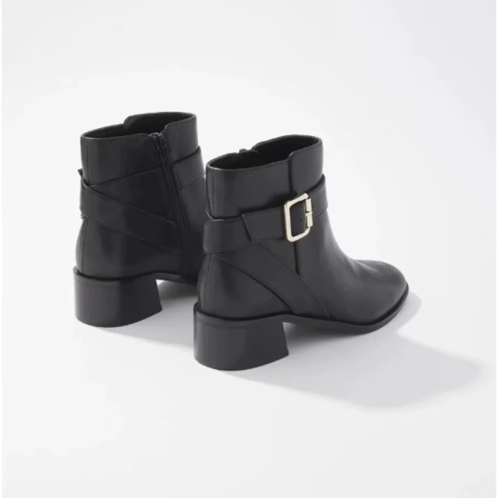 White House Black Market® (Women's 9) Nappa Buckle Short Boot in Black‎ - $210